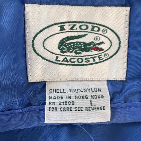 Vintage Izod Lacoste Blue Nylon 1/2 Zip Windbreaker Jacket Sz Large Front Pouch - Picture 10 of 13